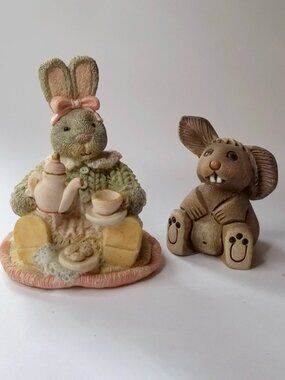 2 Vintage Collectable Bunny  Figurines